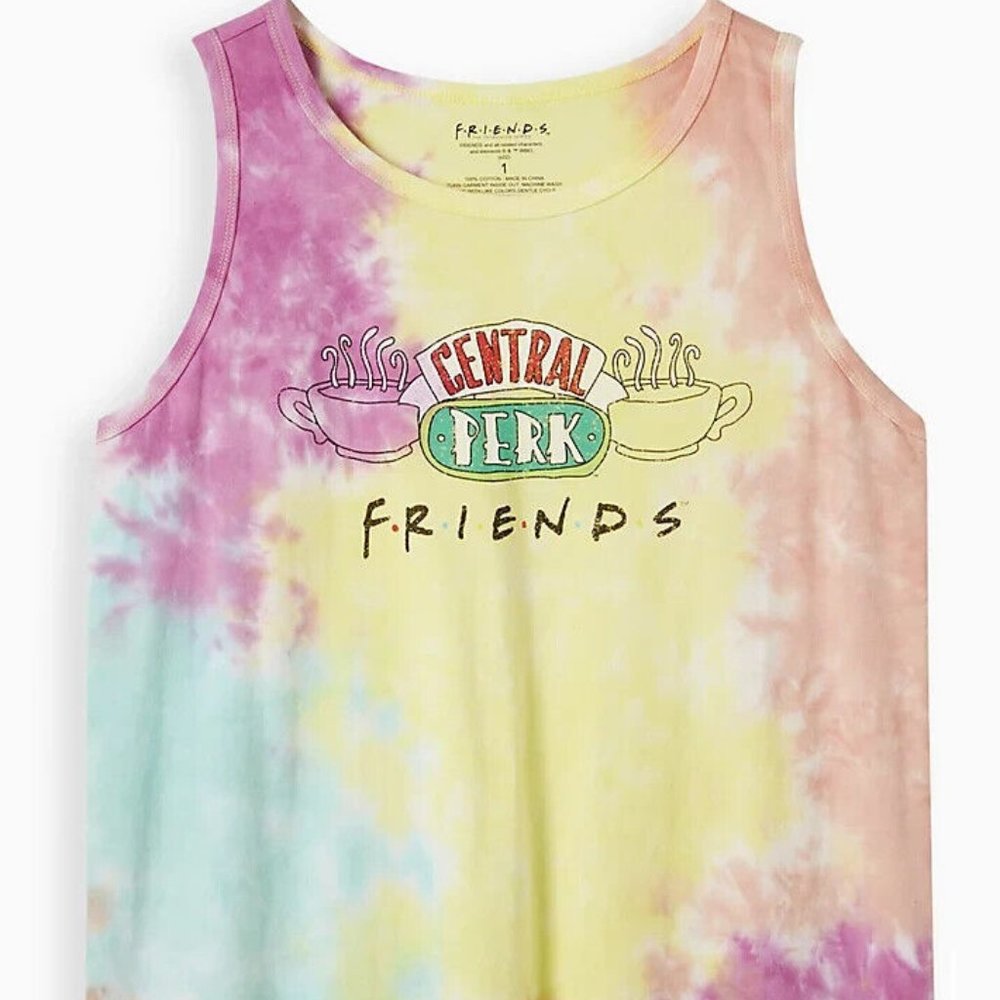 Torrid 3X Friends Tie Dye Central Perk Coffee House Tank Top (22-24) Plus